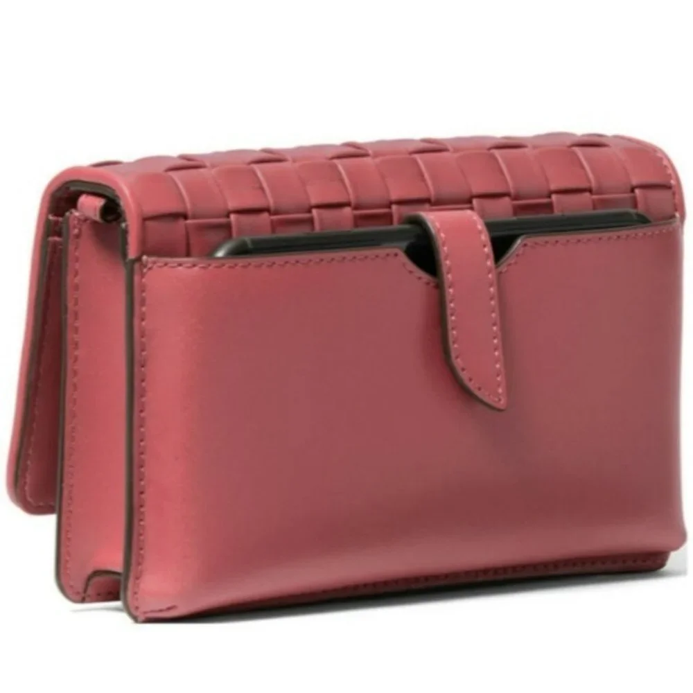 Michael Kors Jet Set Leather Woven Phone Crossbody - Picture 2 of 8